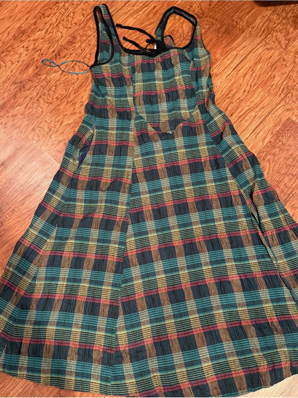 Free People Plaid Maxi Dress - Teal, Green, Yellow, Red
